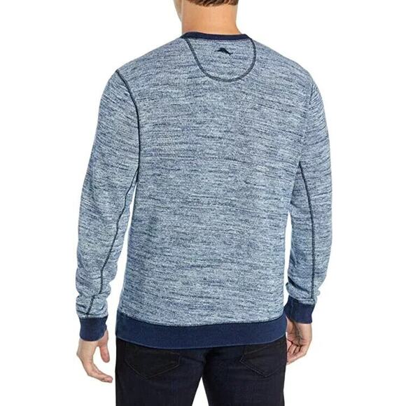 Tommy Bahama Crew Neck Sweatshirt Style Sporty Marled Indigo Sky Blue Men's XXL - Picture 3 of 7